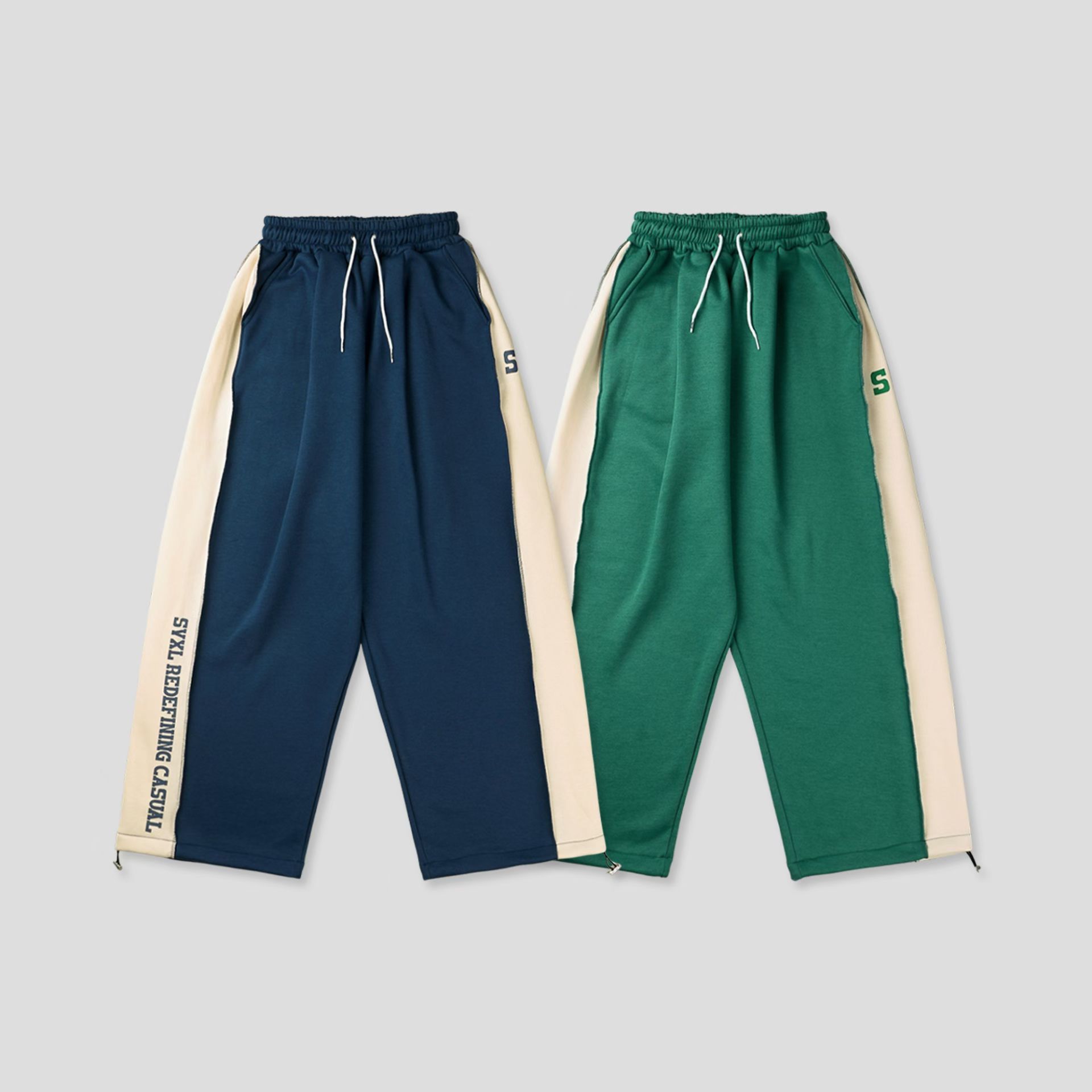 拼色英文字可束腳運動褲 SVXL-097P