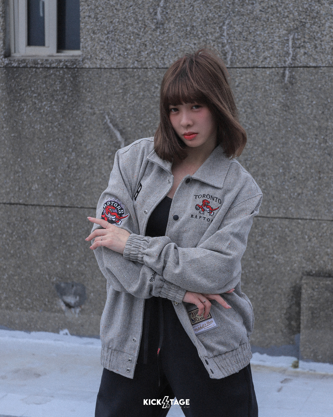 Mitchell & Ness NBA TORONTO RAPTORS TEXTURED COTTON JACKET 灰 暴龍 復古 寬鬆 外套【MN25BOU14C】