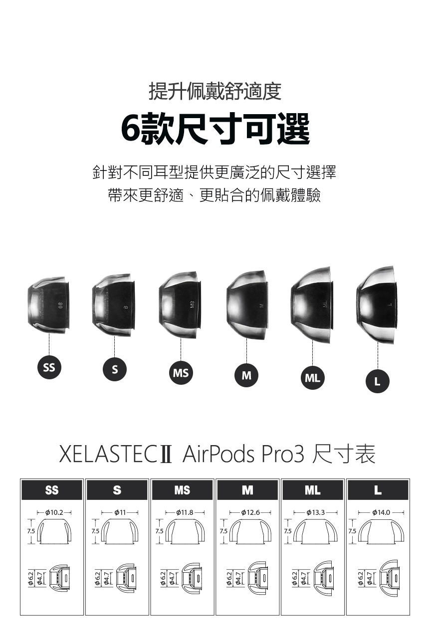 AZLA SednaEarfit XELASTEC II for AirPods Pro 3 專用入耳式耳膠6款尺寸可選