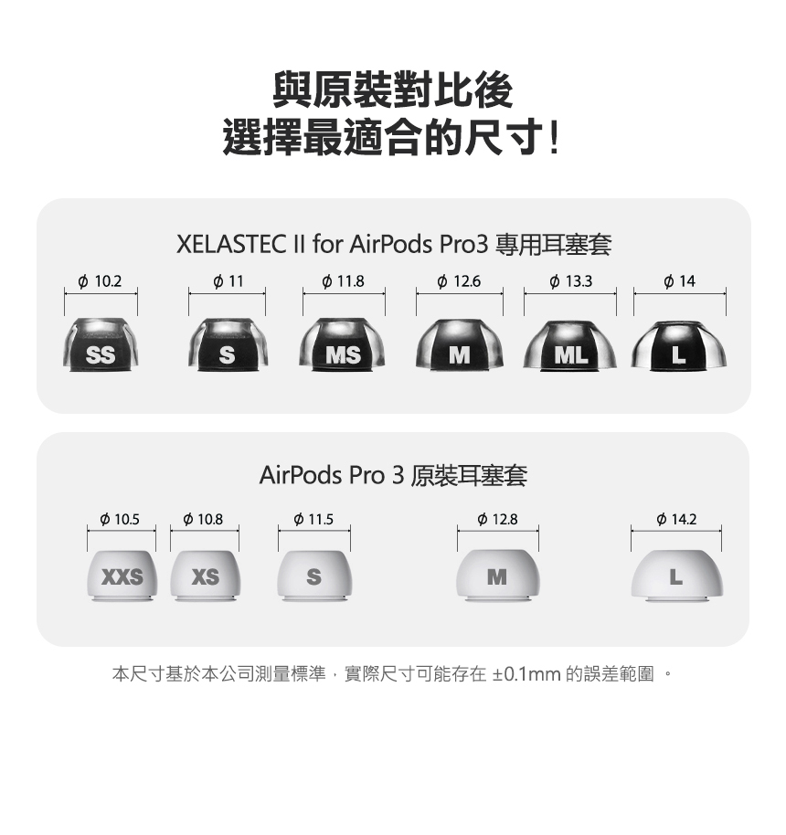 AZLA SednaEarfit XELASTEC II for AirPods Pro 3 專用入耳式耳膠6款尺寸可選