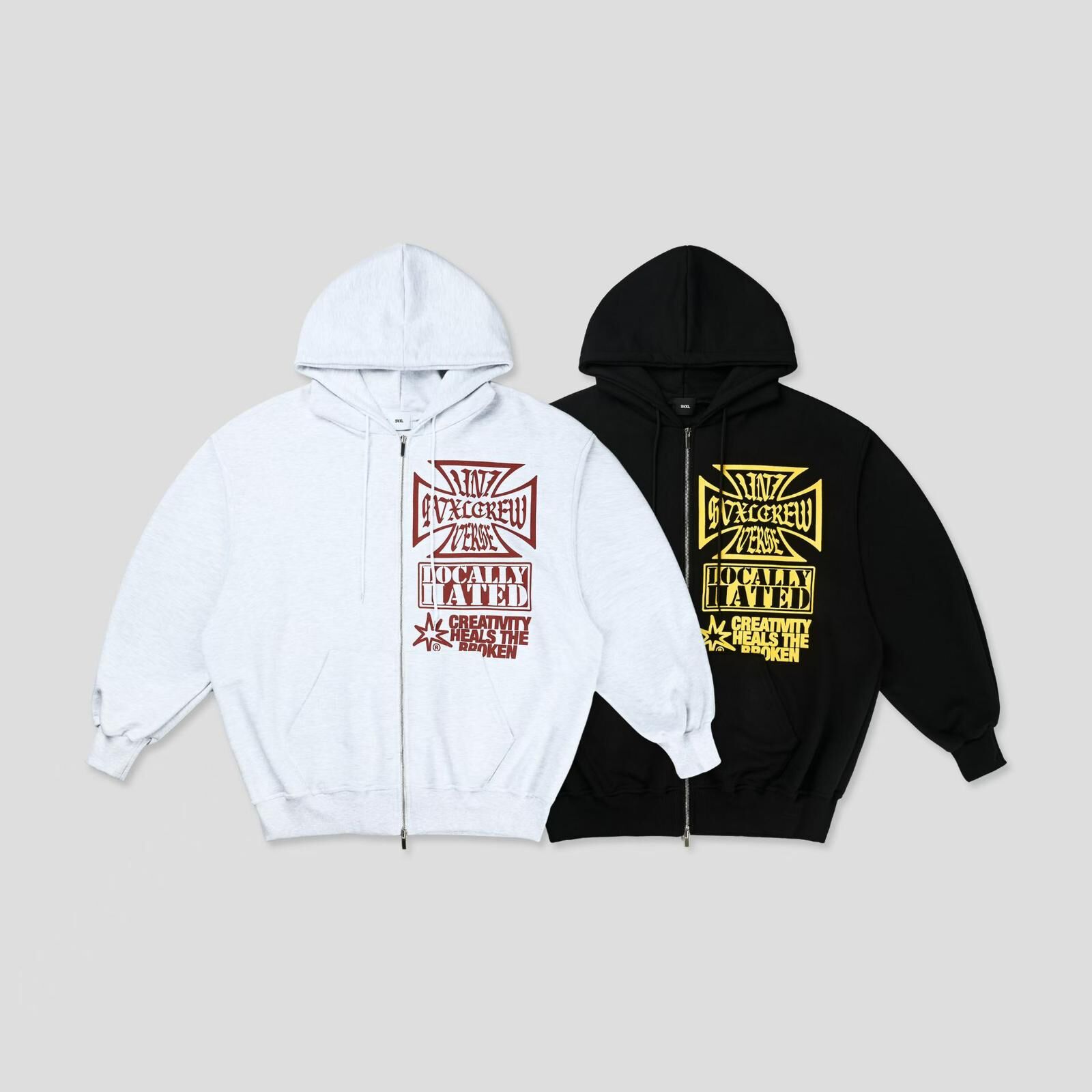 英文字圖案連帽拉鍊外套 SVXL-099JK