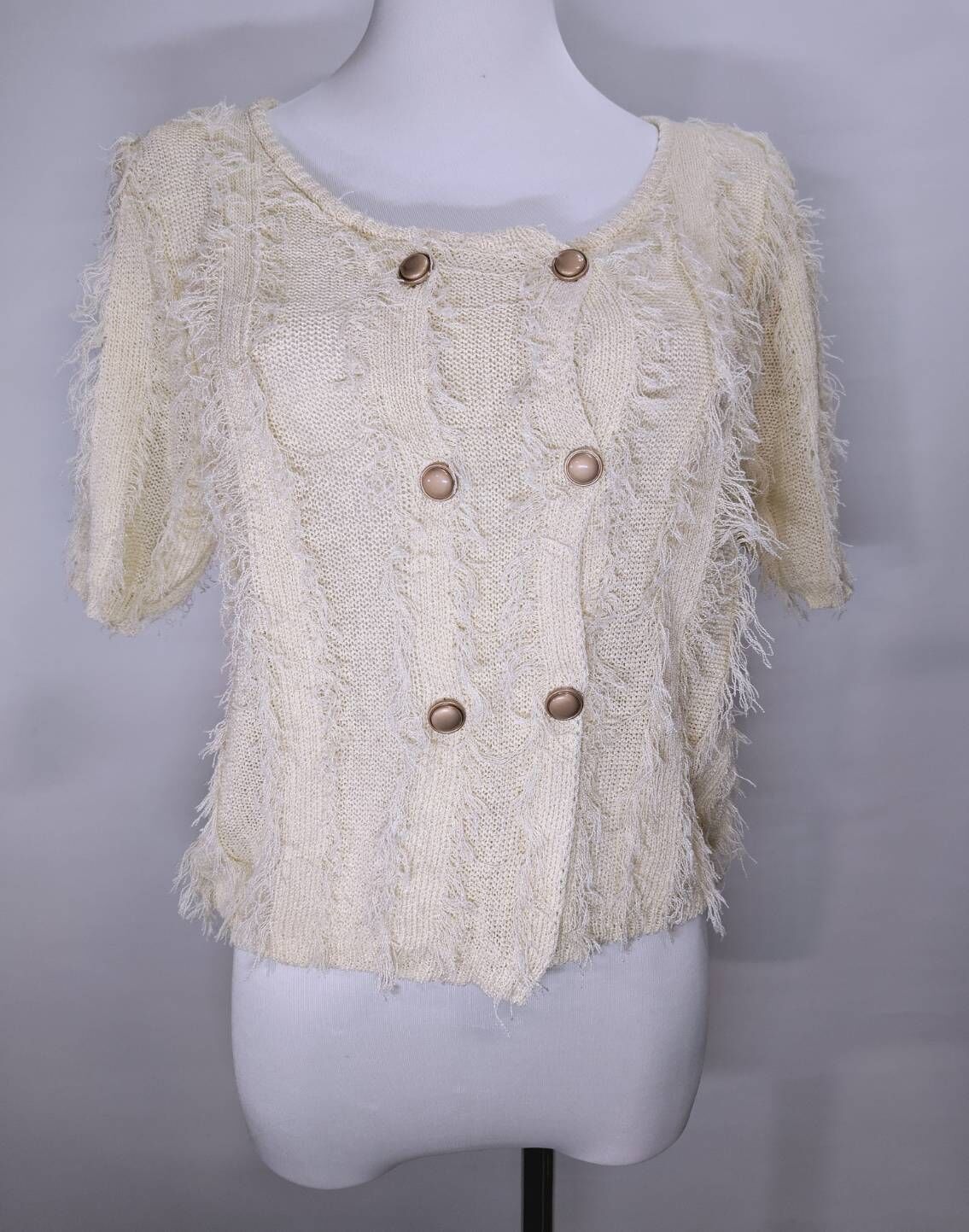 法式小香風流蘇編織短袖上衣 C370