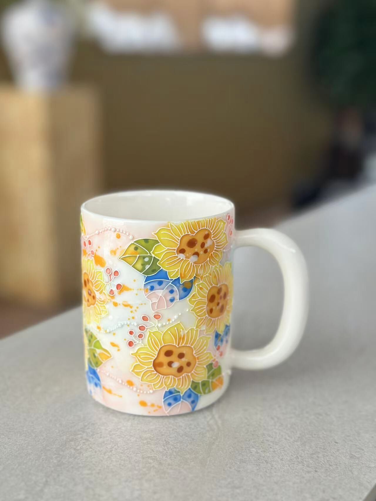 WQ008 C8 手繪繁花馬克杯