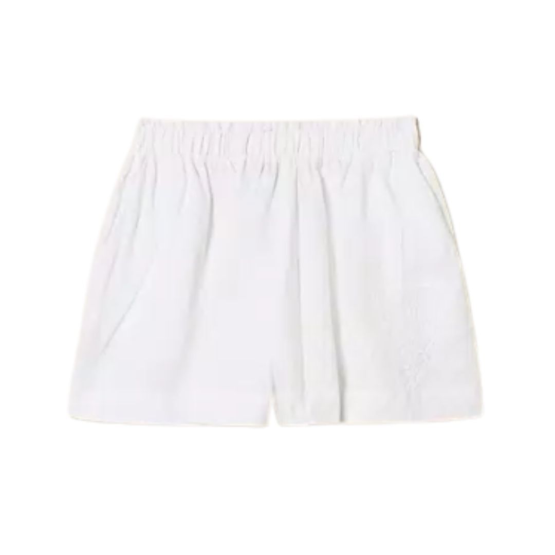 1TS0319-119 [TWINSET] Linen Shorts With Embroidered Logo White #261TT2304 (C-EU-E)