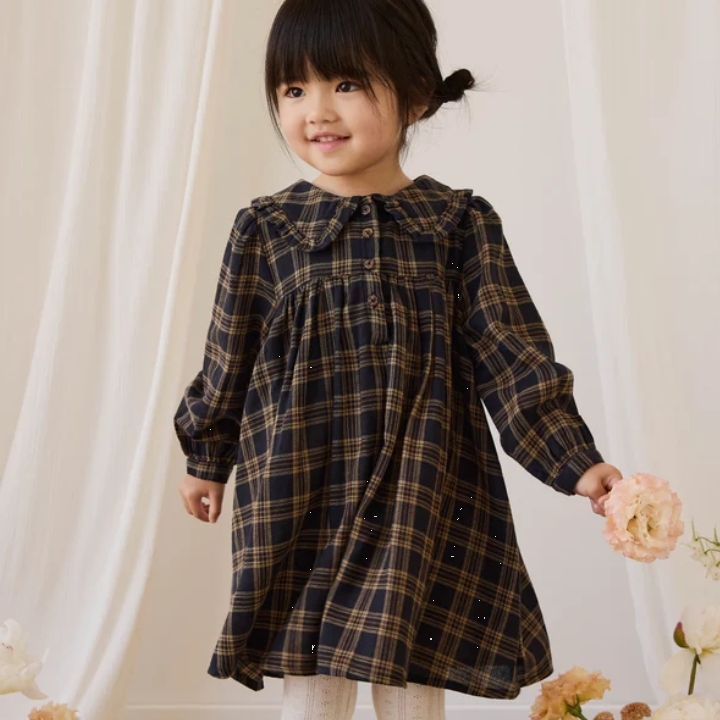 （預購）JAMIEKAY 撞色格紋抓皺吊帶褲 Organic Cotton Arabella Jumpsuit - Woodland Check