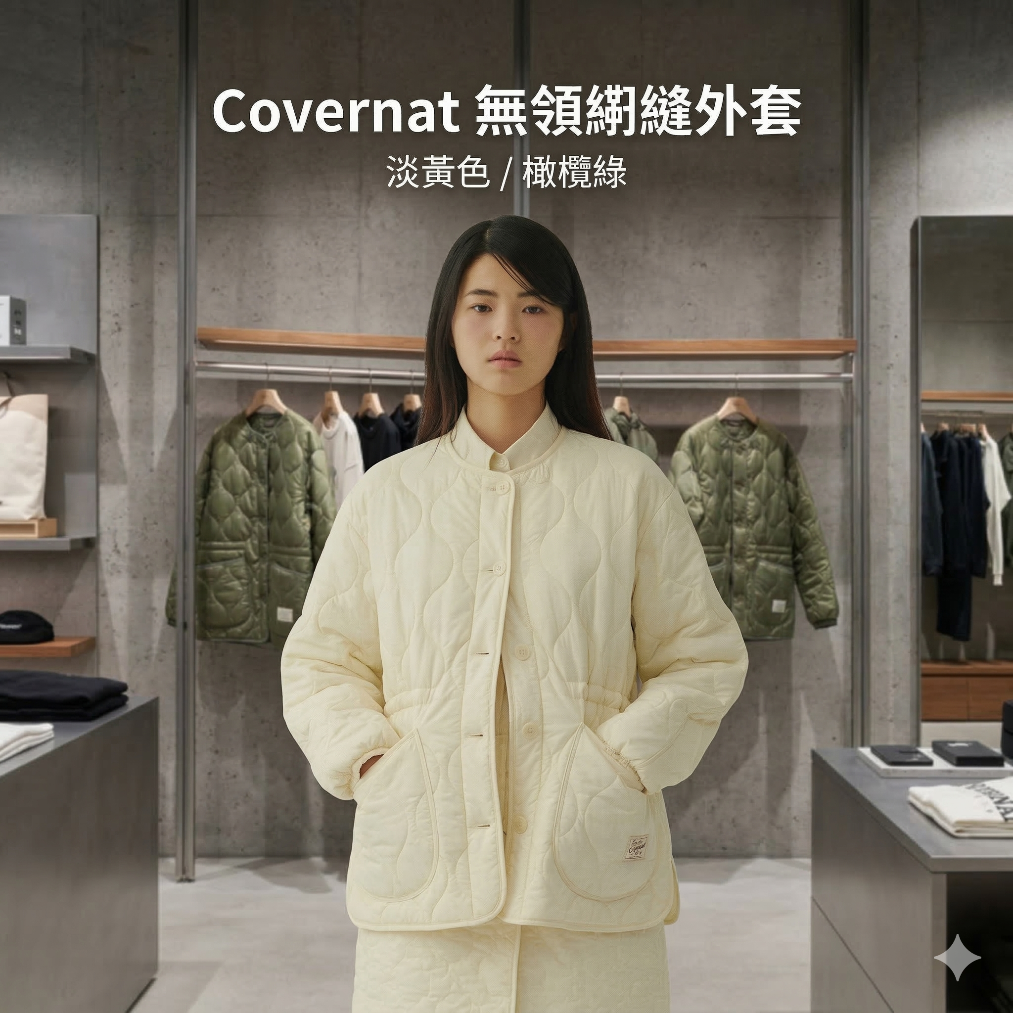 【預購】Covernat K031144 無領絎縫外套