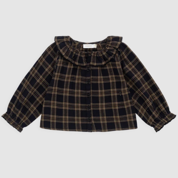 （預購）JAMIEKAY 荷葉領撞色格紋上衣 Organic Cotton Cecile Top - Woodland Check