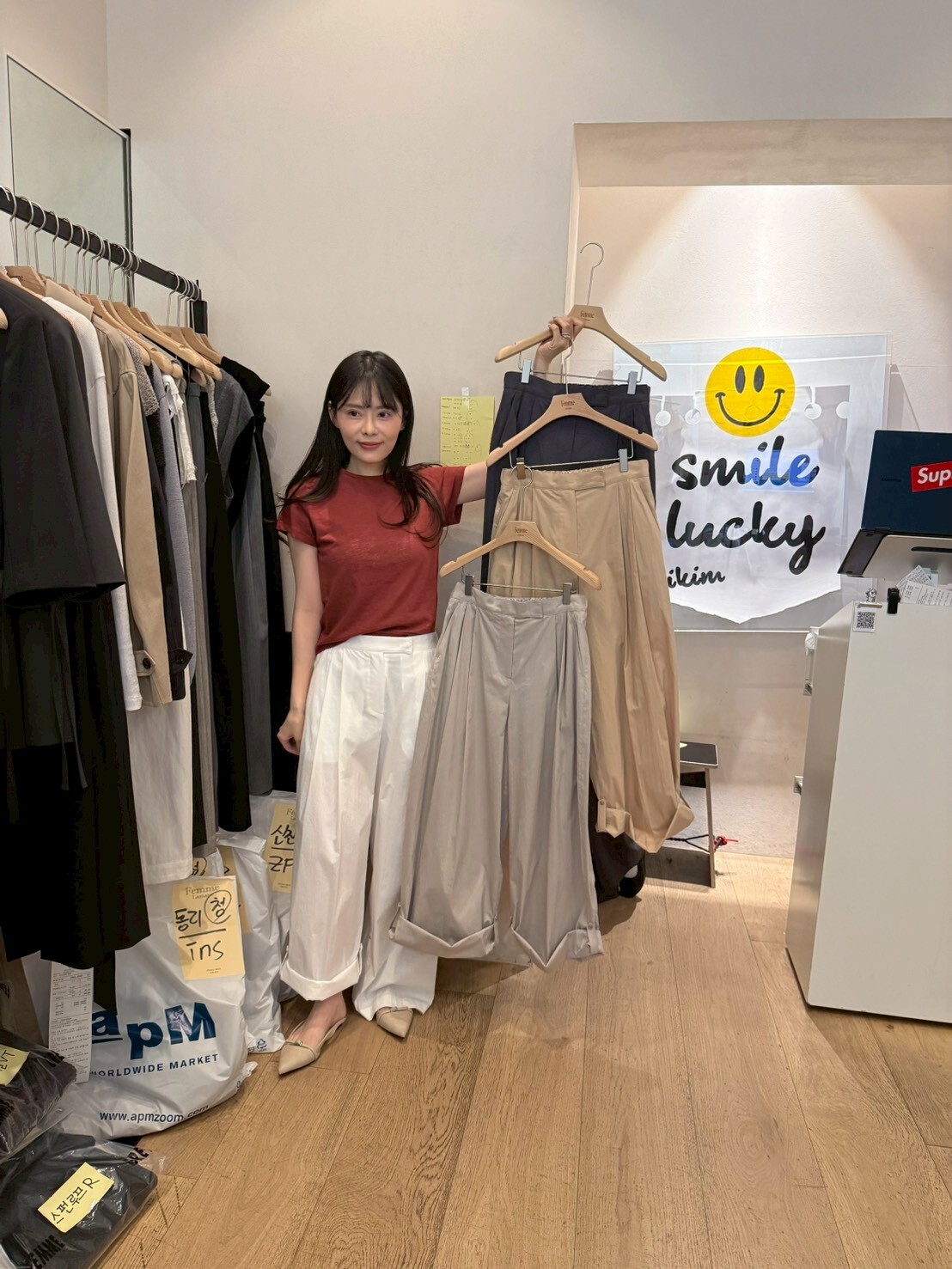 LF6029 兩側多壓摺闊腳休閒褲