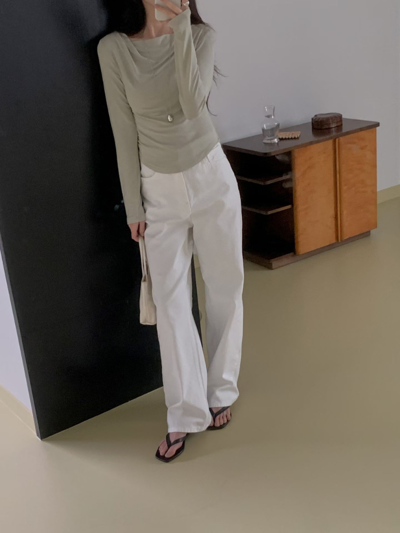 Xenia 顯瘦直筒牛仔褲 [ 象牙白 / S,M ]