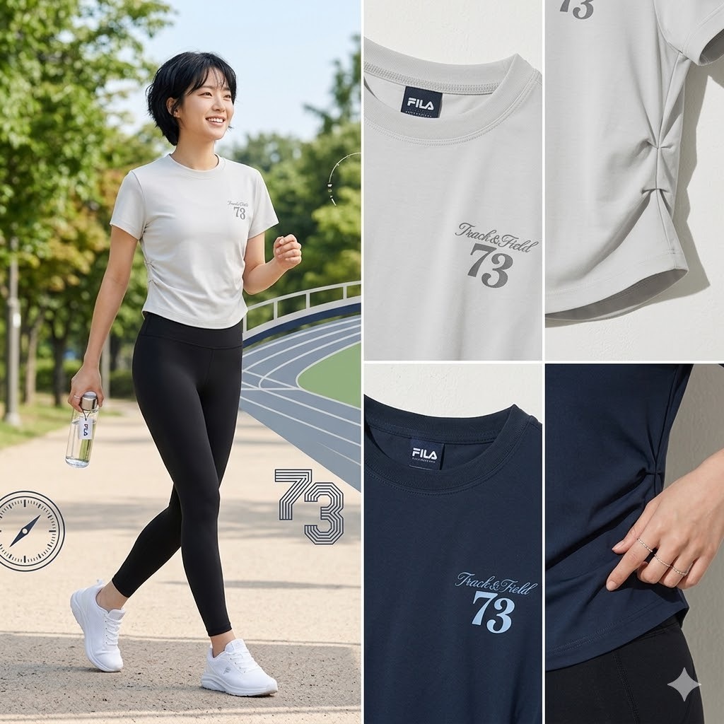 【直播】FILA LX031638 女裝褶皺短版短袖上衣