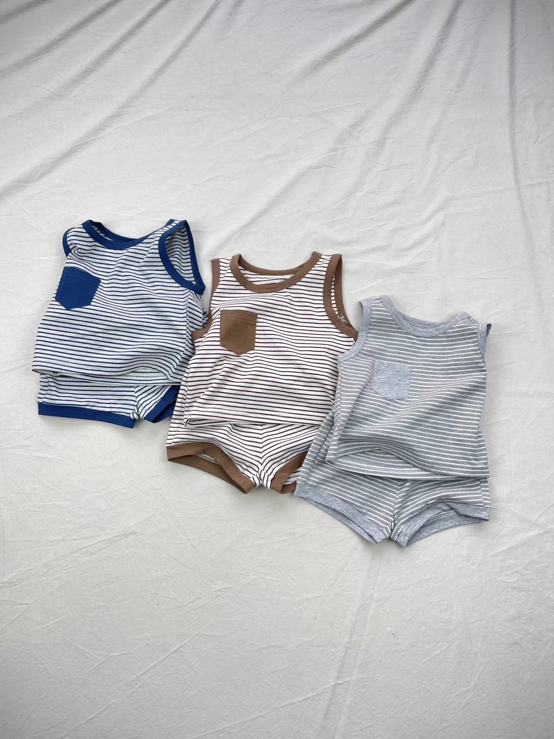 百搭條紋無袖套裝