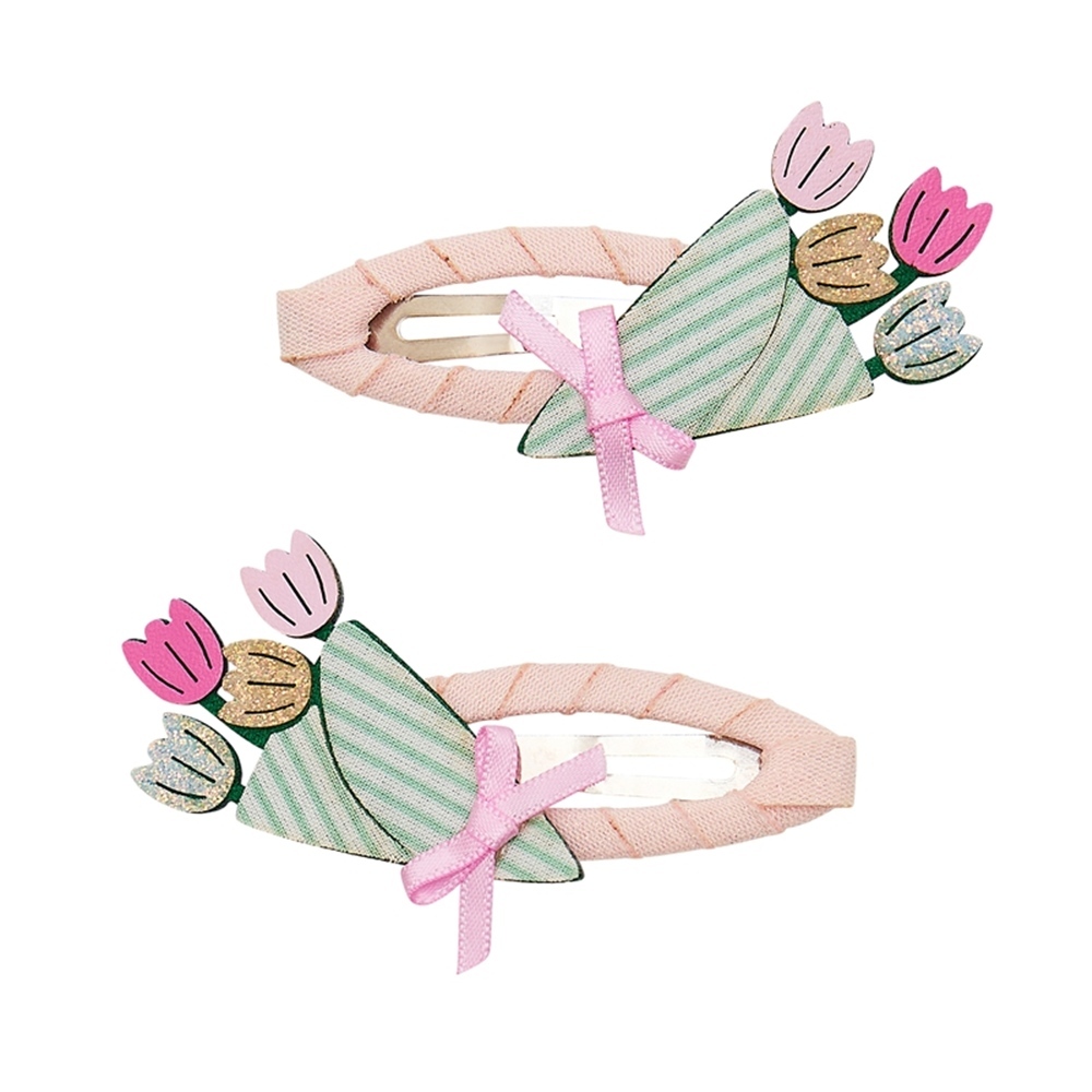 Mimi & Lula 花漾花園-條紋鬱金香滴答夾2入