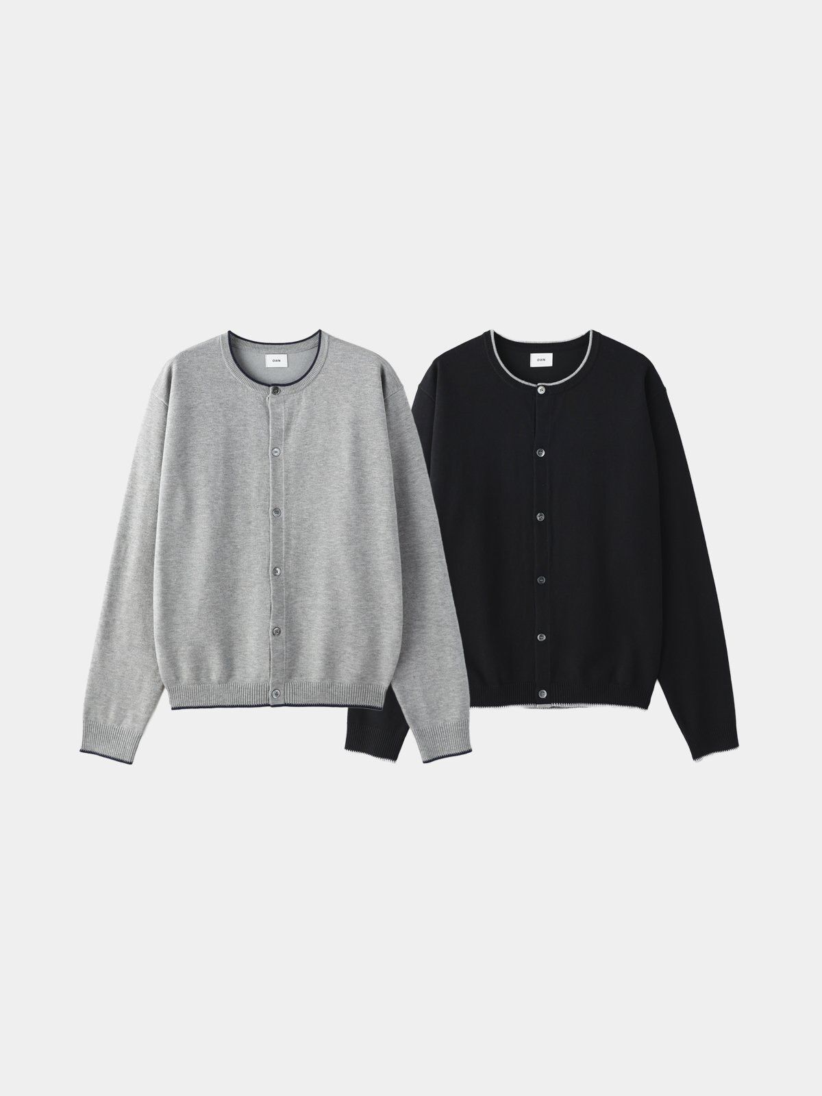 淨色圓領開胸針織外套 OWN-128T