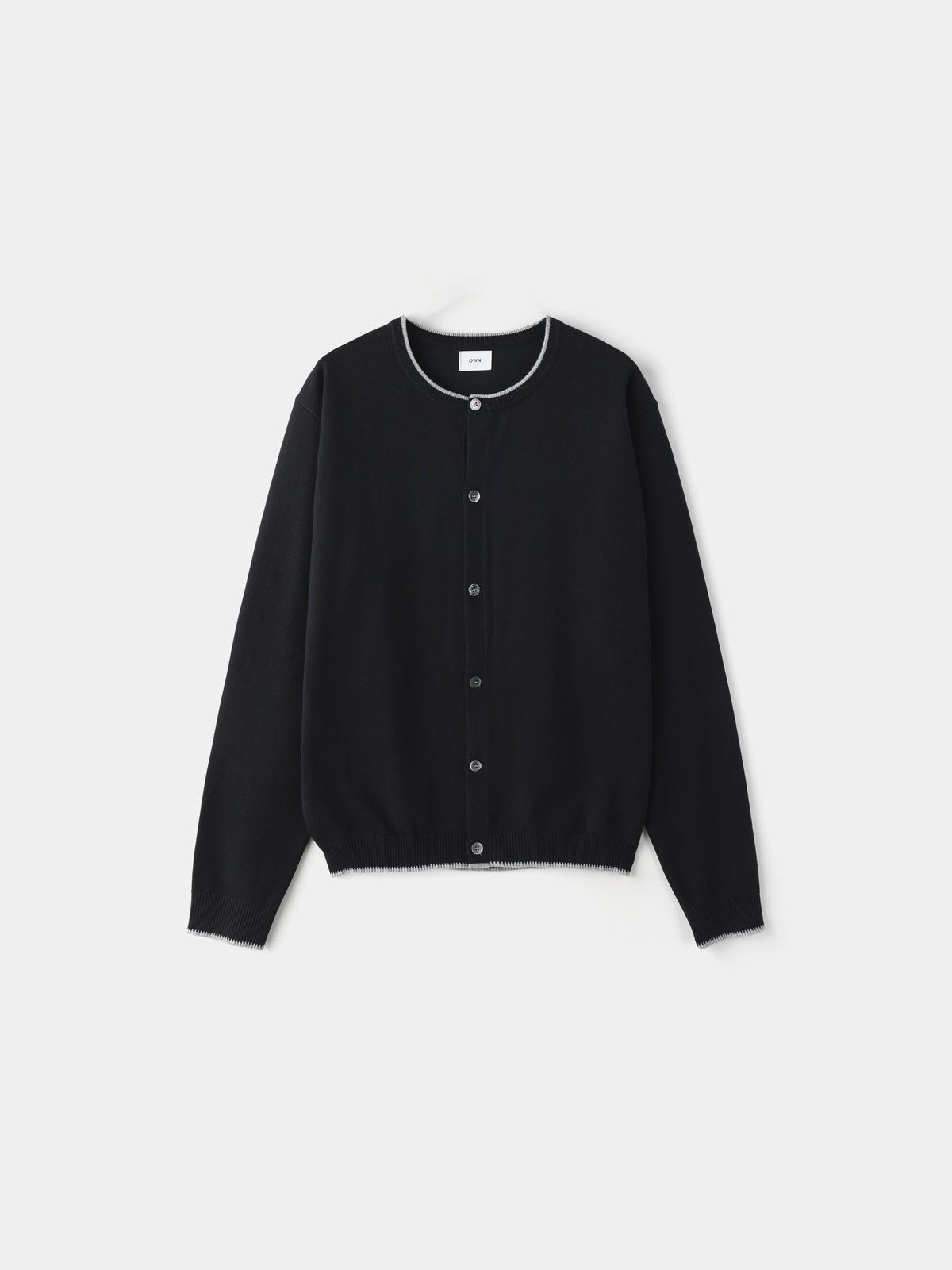 淨色圓領開胸針織外套 OWN-128T