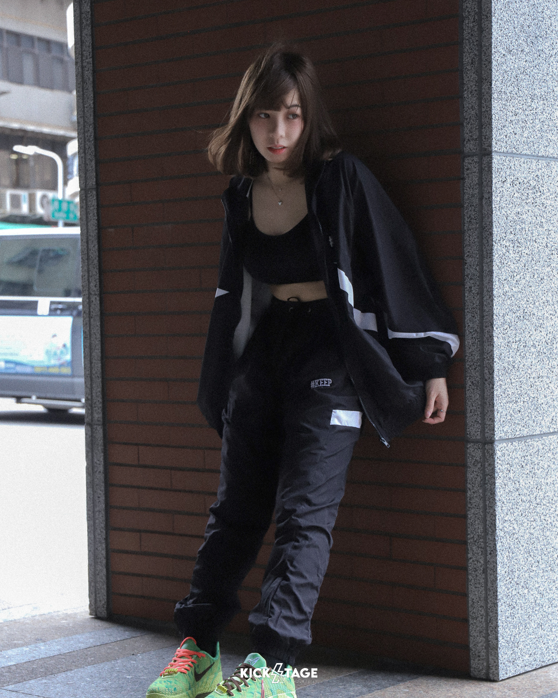 #KEEP ARC SHADOW SPORTS PANTS 黑色 閃電 縮口 網布內裡 弧影 運動 長褲【KS338】