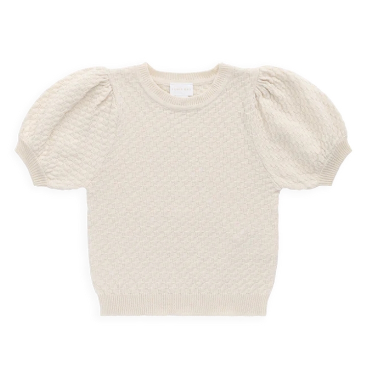 （預購）JAMIEKAY 壓紋泡泡袖上衣 Annie Top - Vanilla