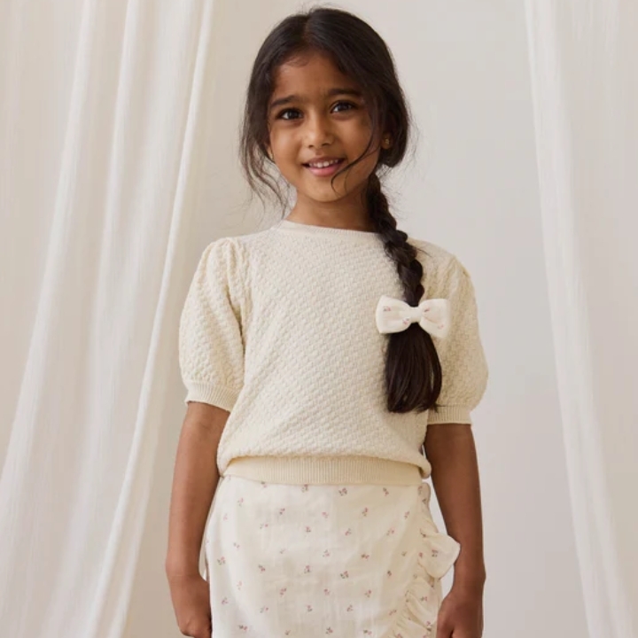 （預購）JAMIEKAY 壓紋泡泡袖上衣 Annie Top - Vanilla