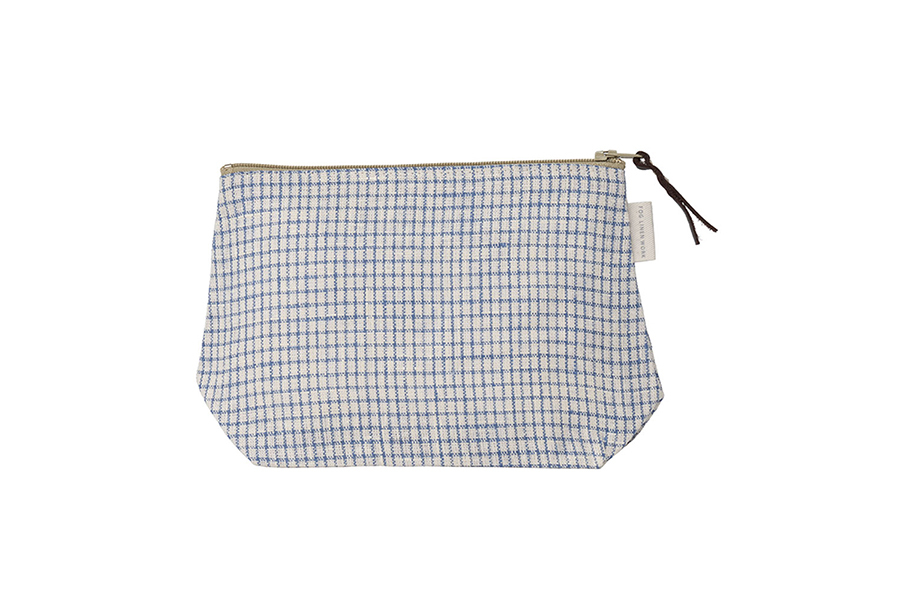 fog linen work  - Chris收納包 / 白底深縹線小窗櫺格紋