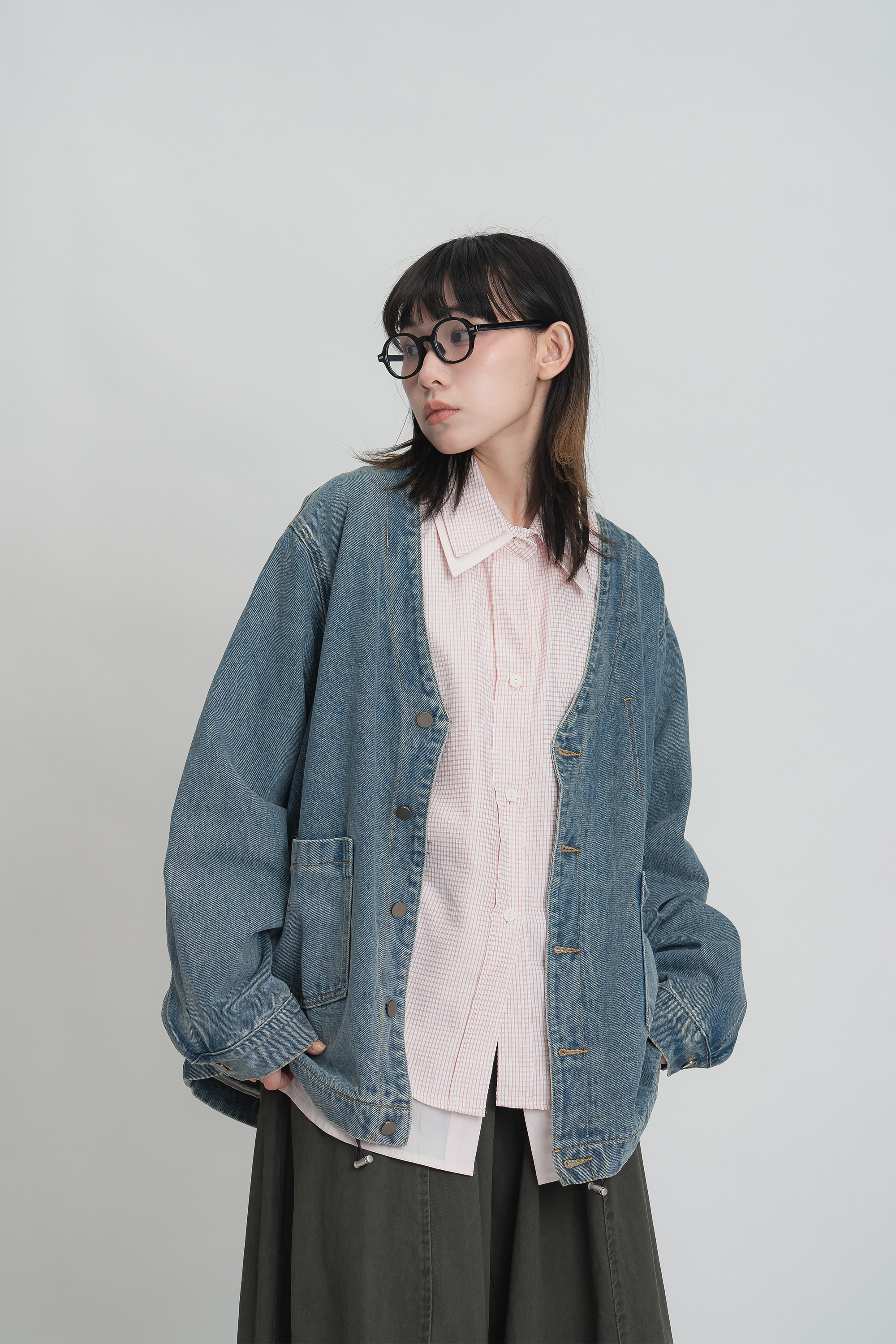 日系百搭V領牛仔外套 2色