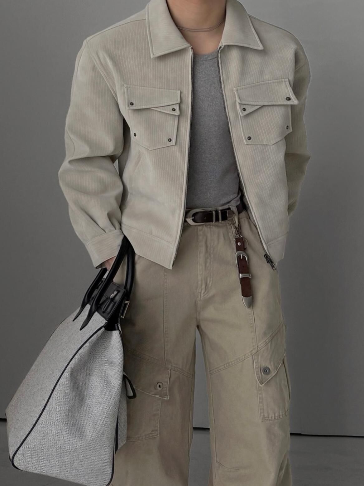 淨色反領拉鍊外套 OWN-132JK