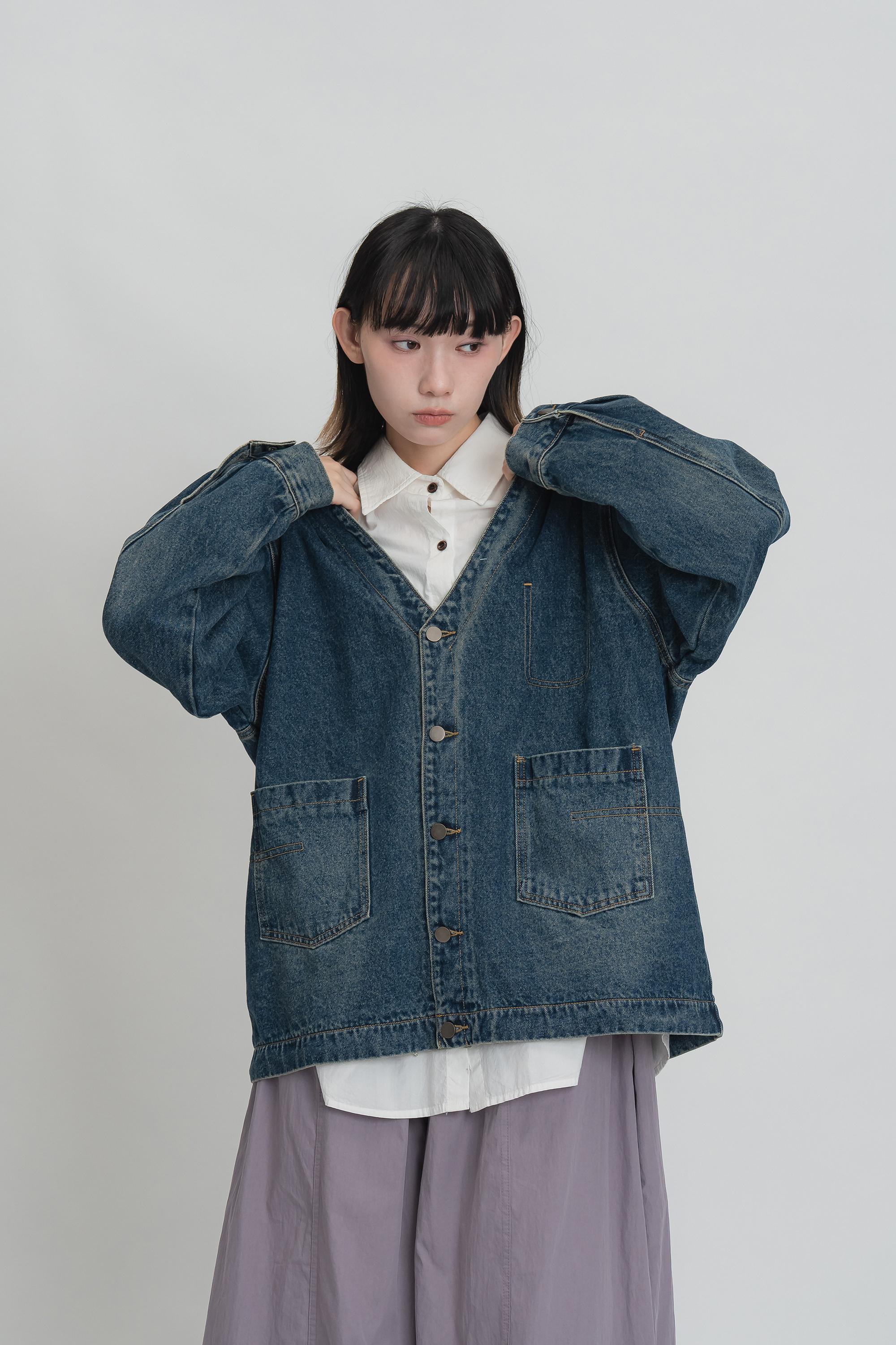 日系百搭V領牛仔外套 2色