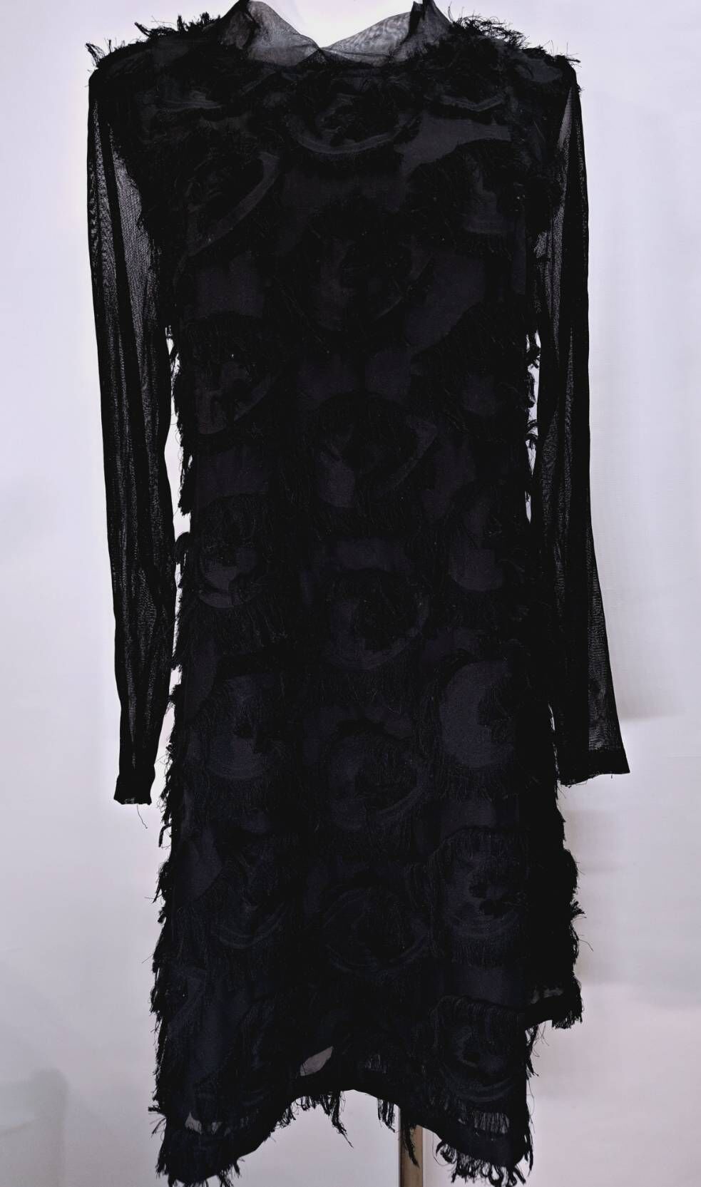 法式赫本風立體羽毛蕾絲透膚連身短裙 C376