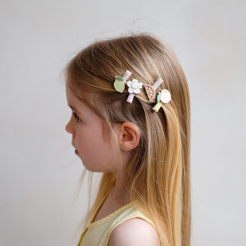 Mimi & Lula 甜櫻果漾-蜜桃柑橘迷你髮夾8入