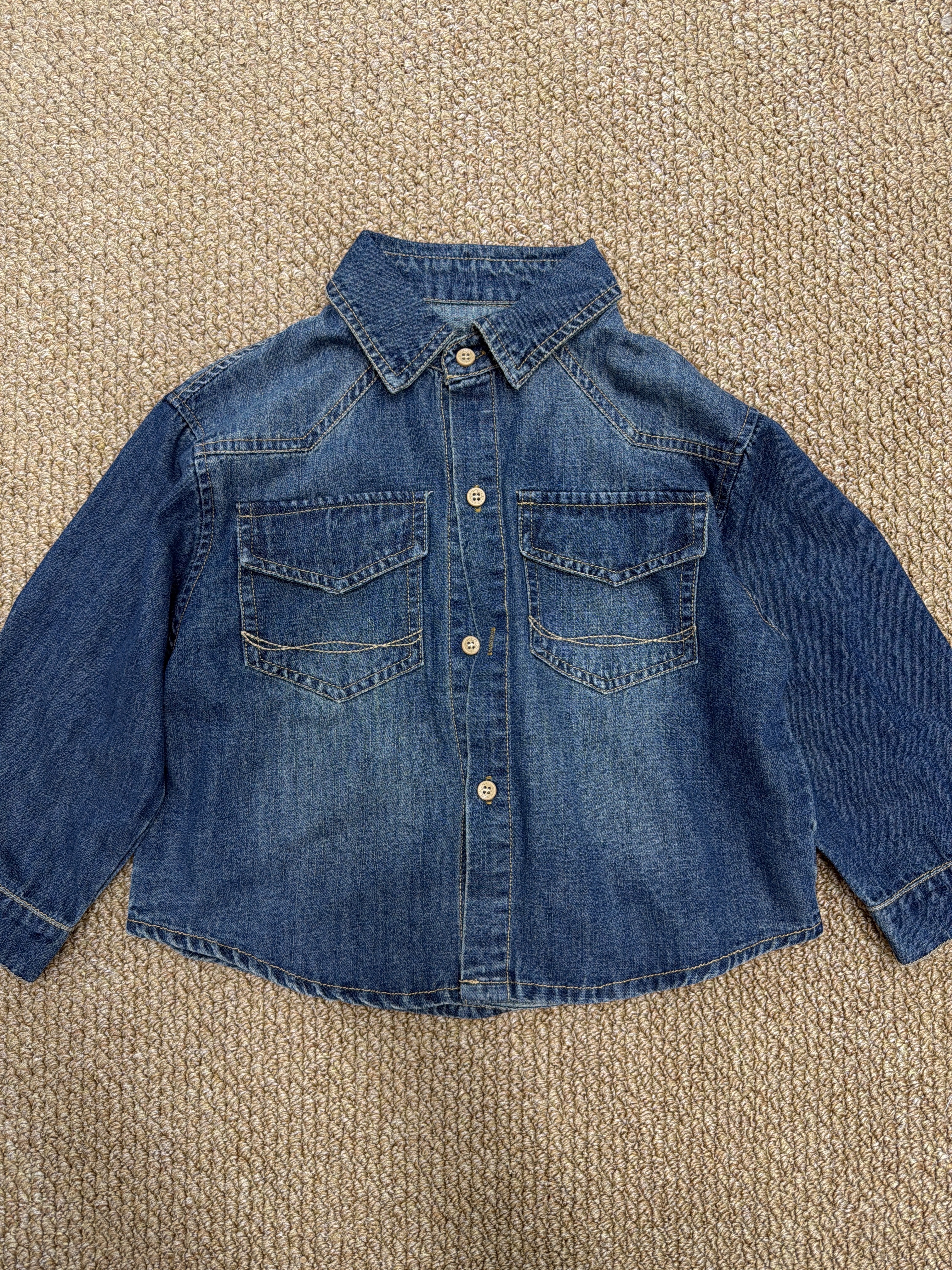 A04467刷白柔軟牛仔襯衫