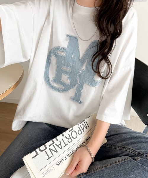 日本🇯🇵連線 Mily Bilet 牛仔拼布印花寬鬆短袖T恤 牛仔流蘇 寬鬆 休閒 短袖 3色(任買兩件711免運)/預購