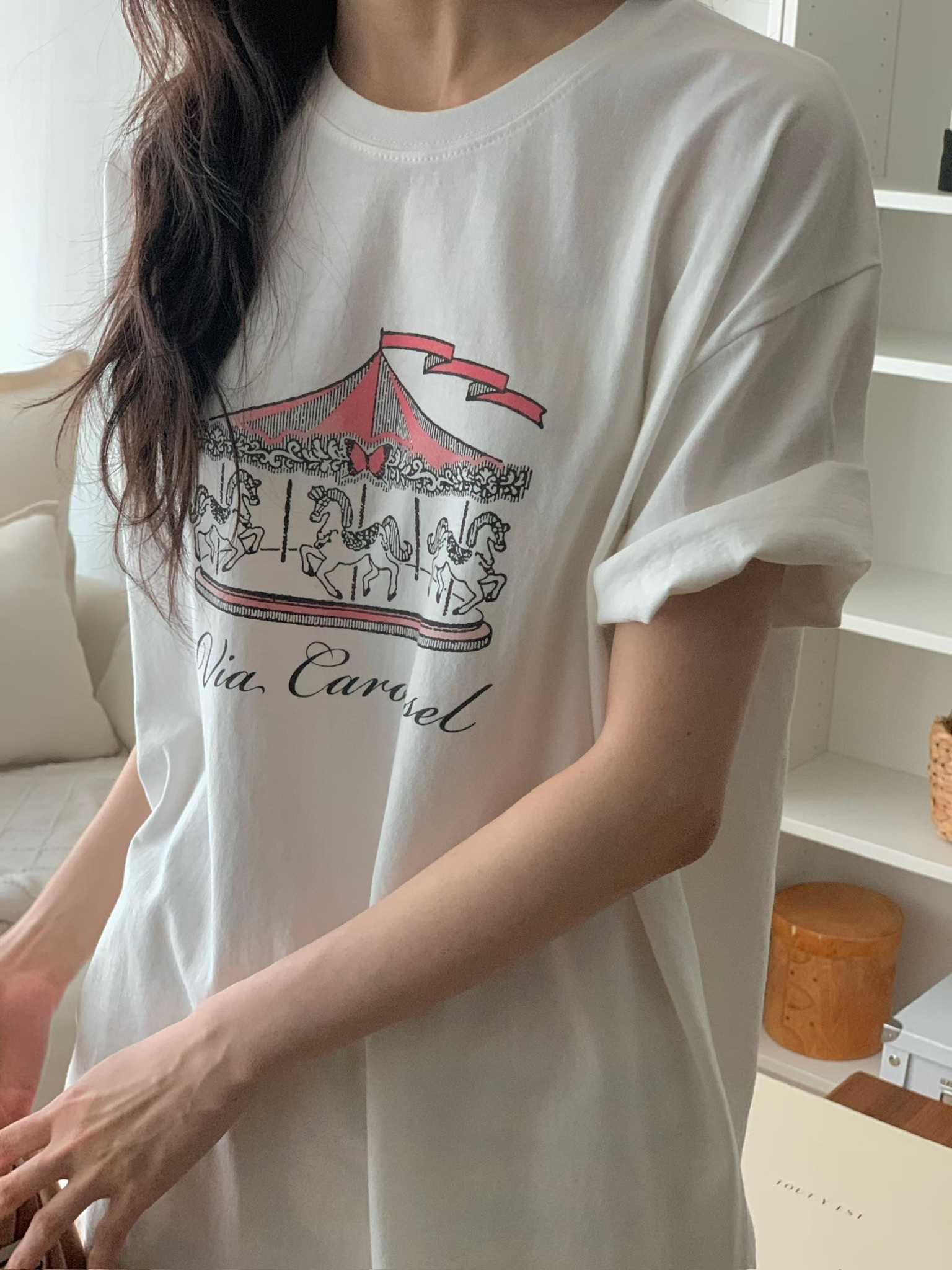 【18/3完額外95折首批優惠價預訂】韓國旋轉木馬寬鬆TEE（3色）