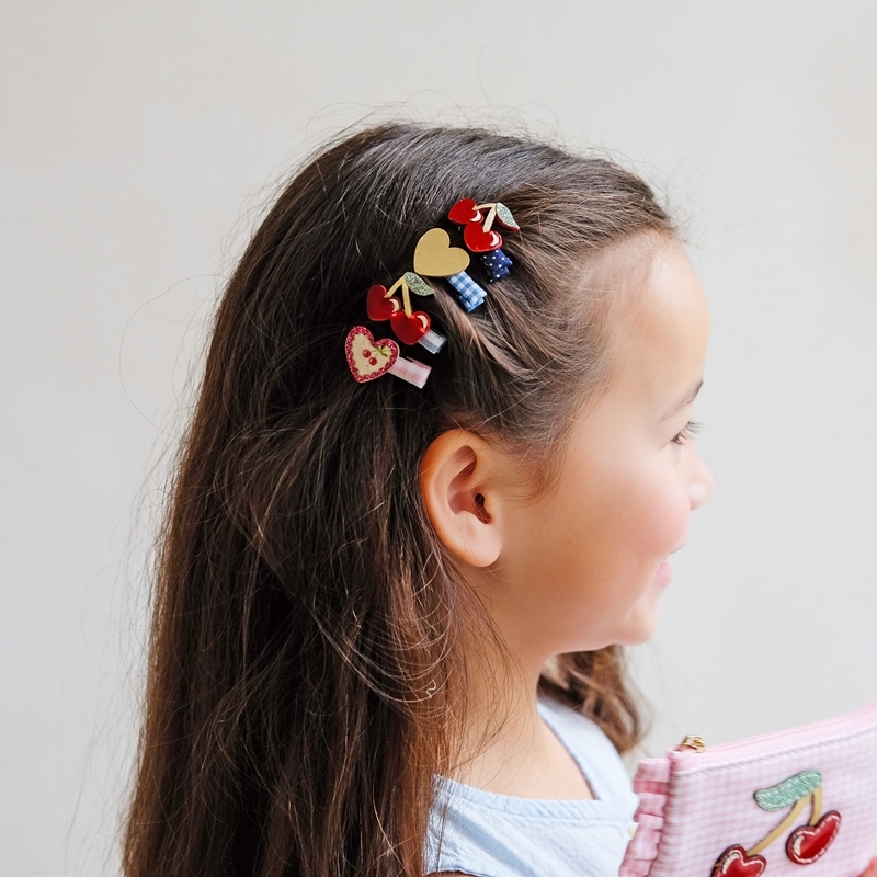 Mimi & Lula 甜心愛戀-櫻桃愛心迷你髮夾8入