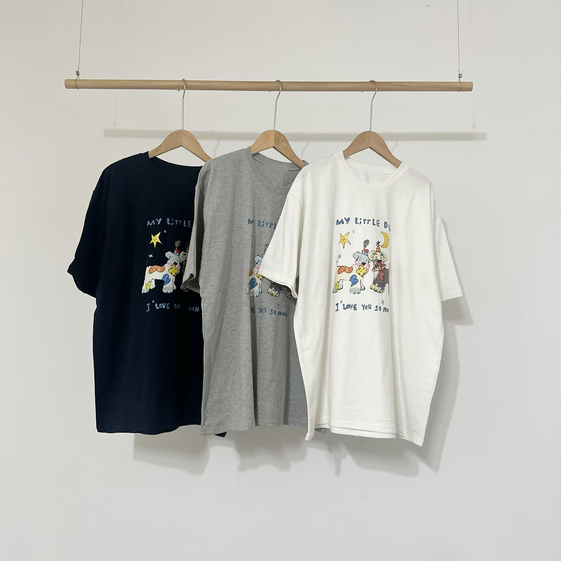 【18/3完額外95折首批優惠價預訂】韓國星月狗仔寬鬆TEE（3色）