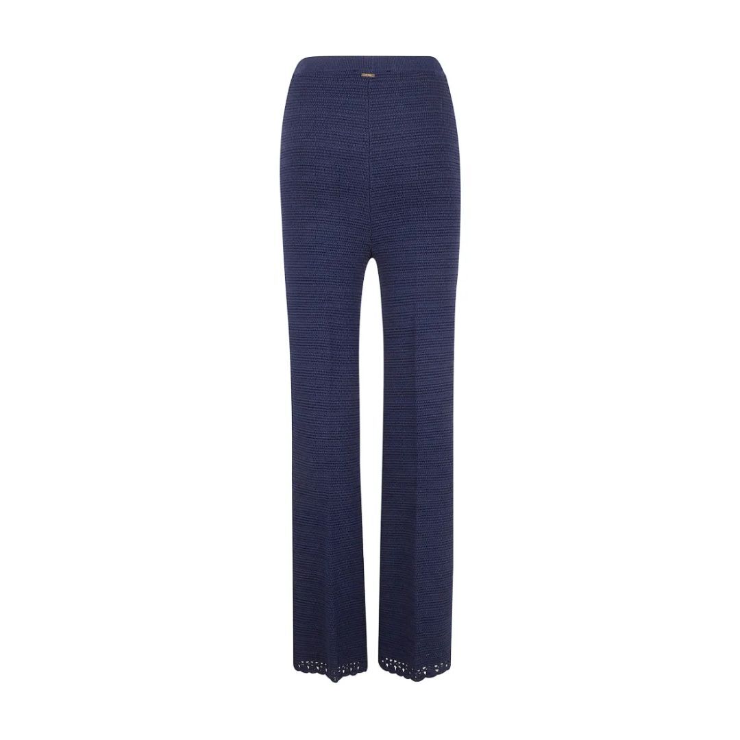 1TS0319-016 [TWINSET] Buttoned Crochet Trousers Night Blue #261TP3076 (C-EU-E)