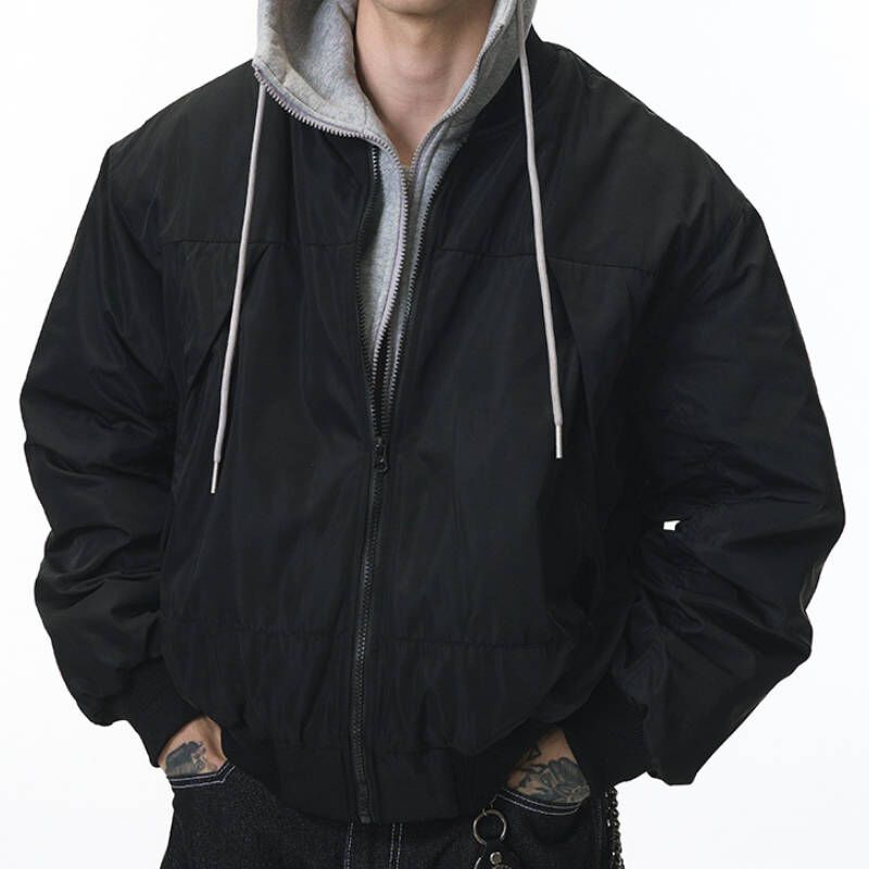 2026最熱銷新款，美式Cleanfit可拆式連帽假兩件飛行外套