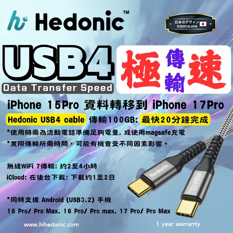 【直播】D031611 Hedonic Tough Pro Max USB4 旗艦充電傳輸線