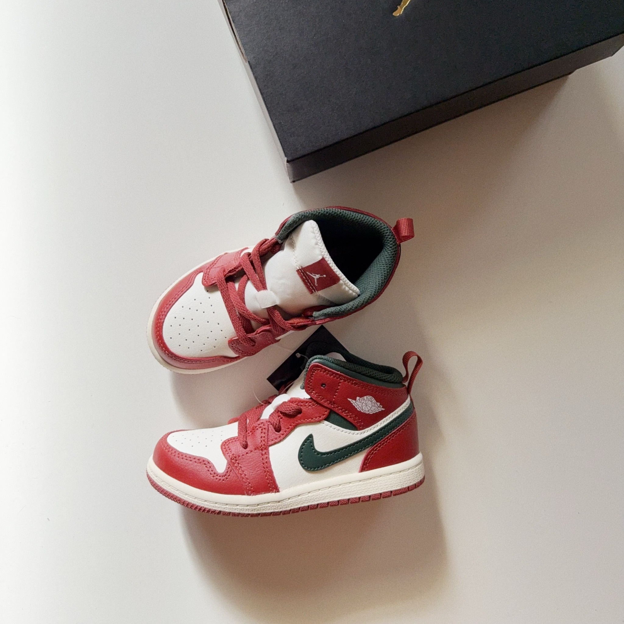 Nike Air Jordan 1 TD 紅色 墨綠 飛人 喬丹 小童 童鞋 DQ8425-105