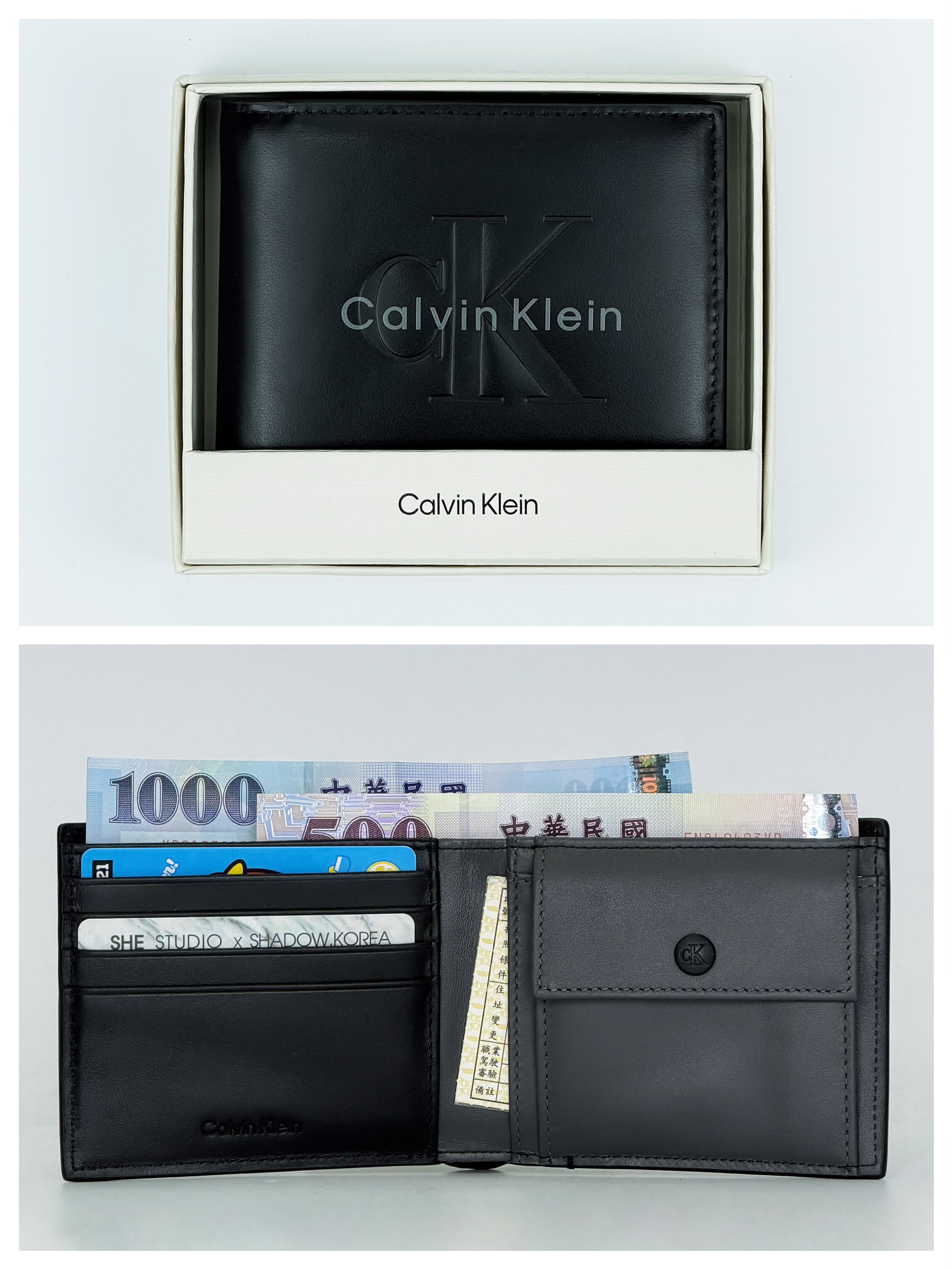 Calvin Klein CK 壓紋經典大CK 零錢袋 短夾 禮盒