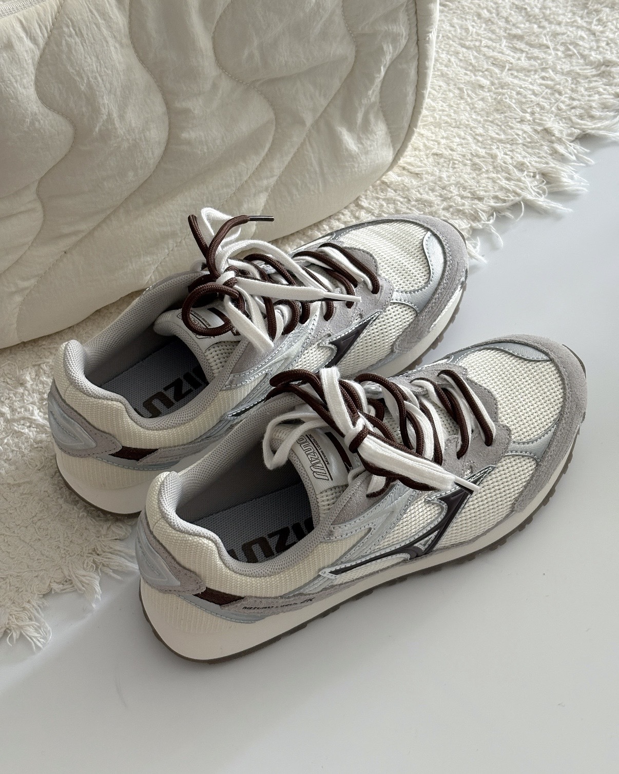 MIZUNO LG 60S 2K 美津濃 奶油銀棕 灰銀 米灰 咖啡色 焦糖底 女鞋 D1GH242115 / 預購