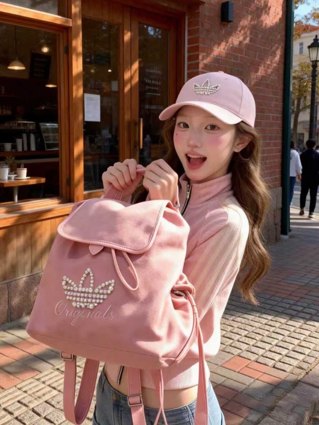 限量‼️ 2026新款 ADIDAS ORIGINALS 14.6L PEARLBEADS 珍珠串珠粉 雙肩包