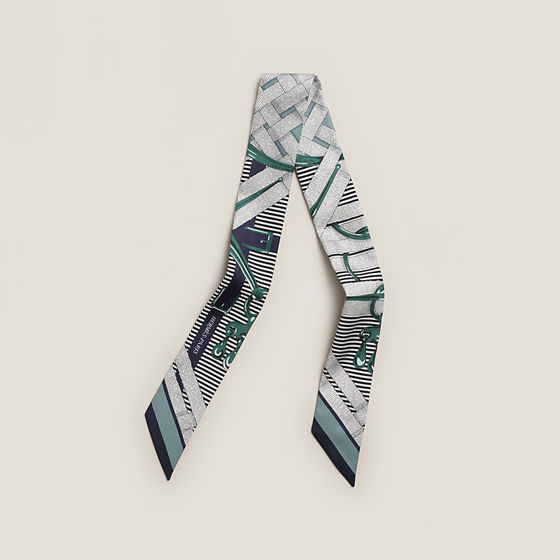 HERMES Mors a Jouets Chemise Twilly caban / vert cyprès / gris