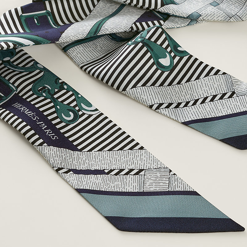 HERMES Mors a Jouets Chemise Twilly caban / vert cyprès / gris