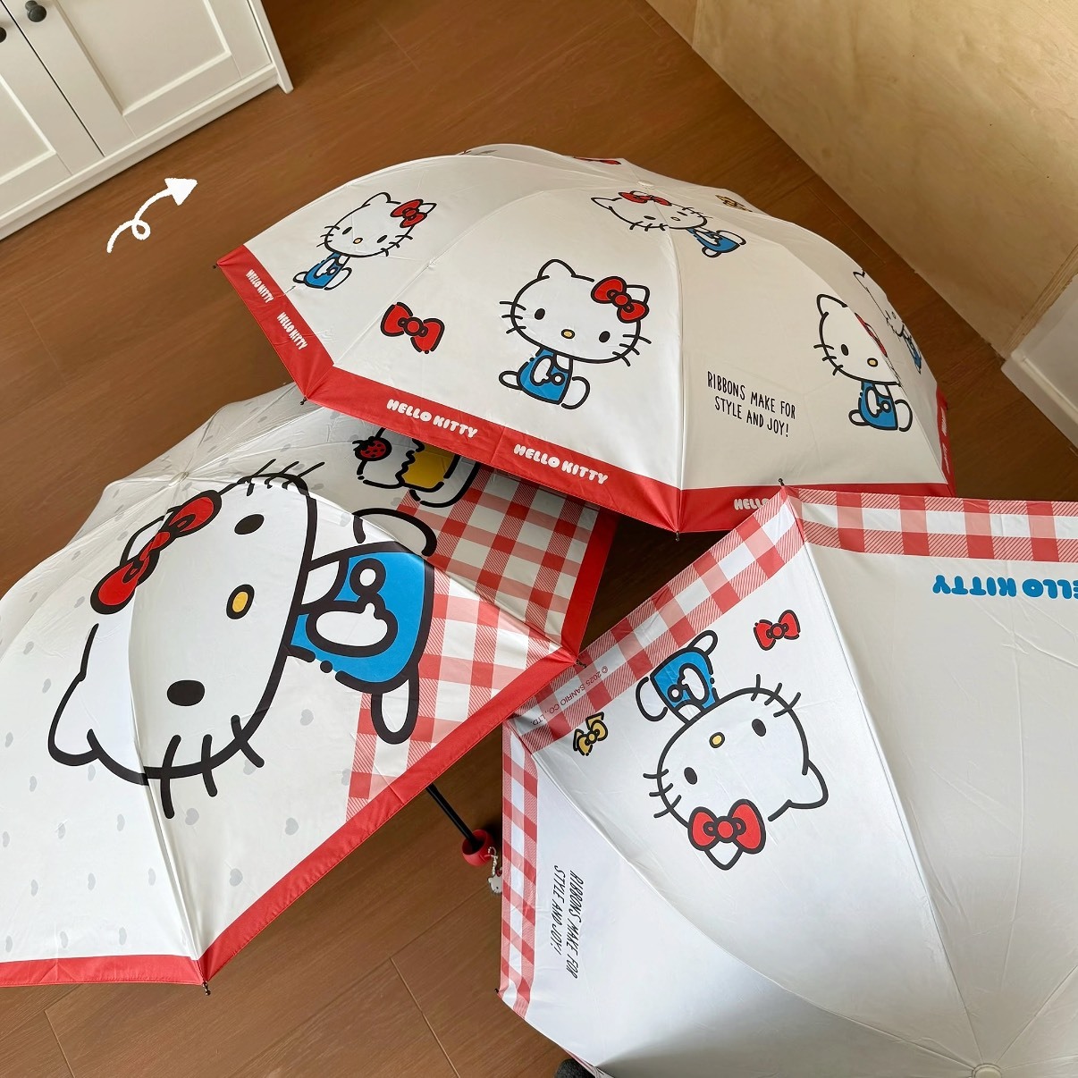 三麗鷗 HELLO KITTY 正版授權 三折疊 手動 雨傘