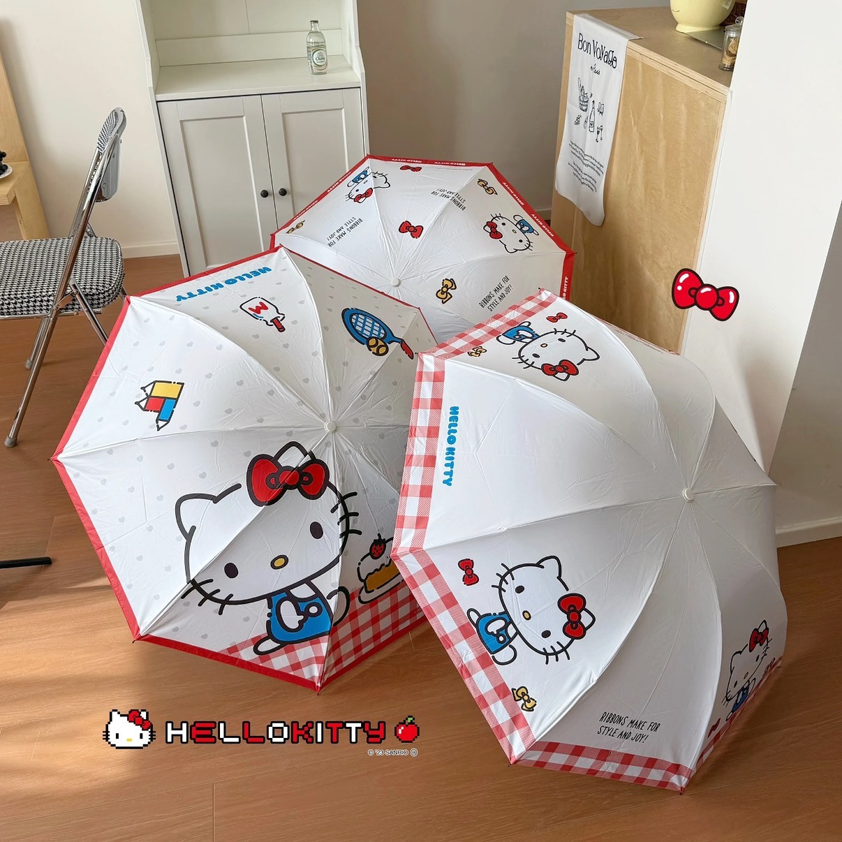 三麗鷗 HELLO KITTY 正版授權 三折疊 手動 雨傘