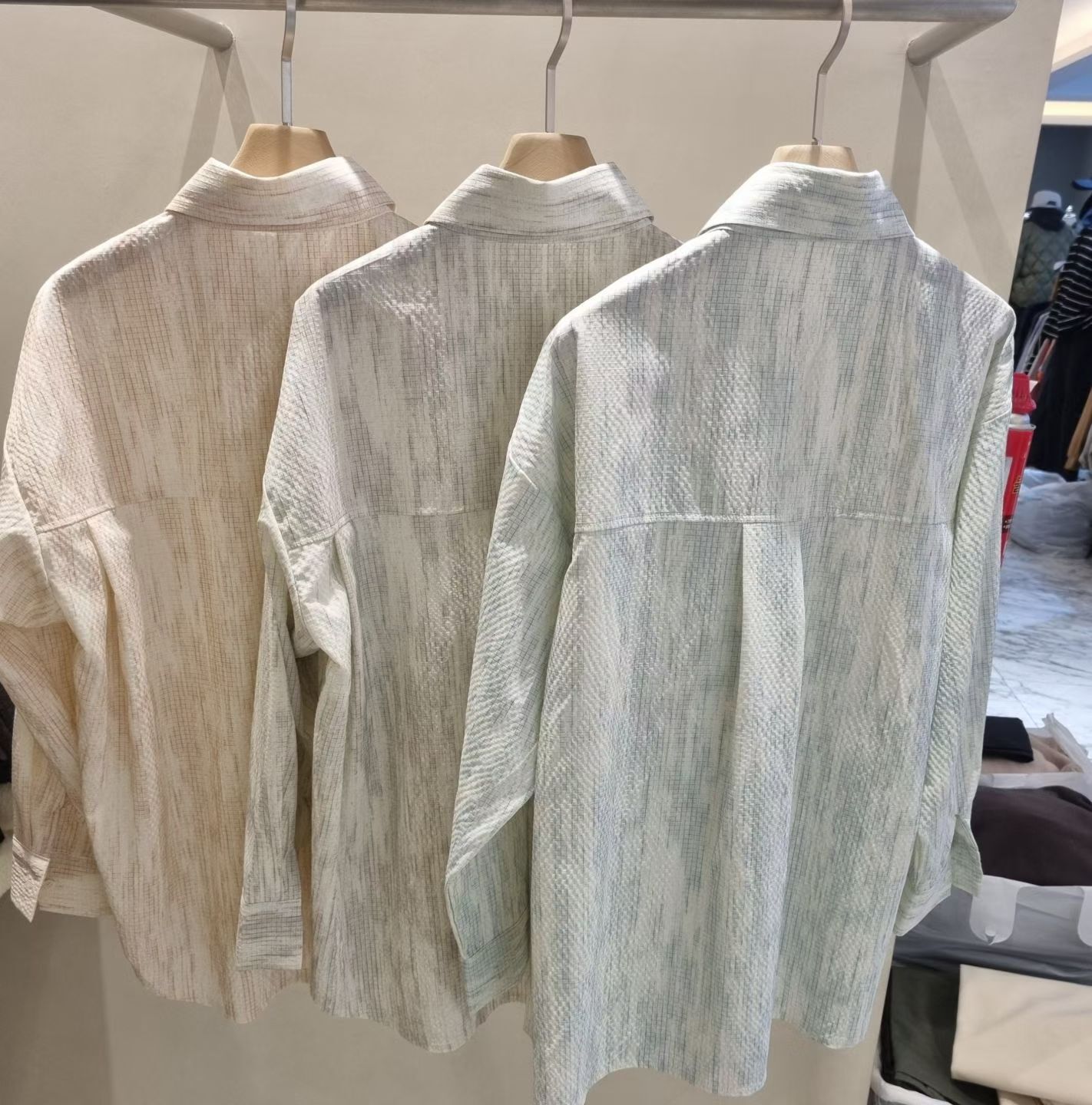 混色格仔長袖恤衫 ENOC-060S