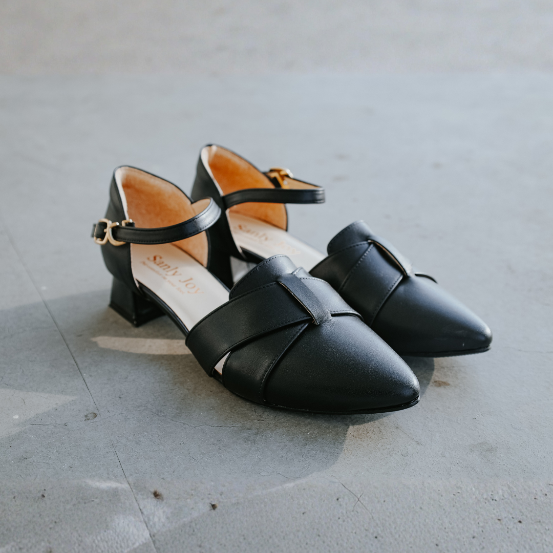 Carina Cross Strap Pointed Shoes