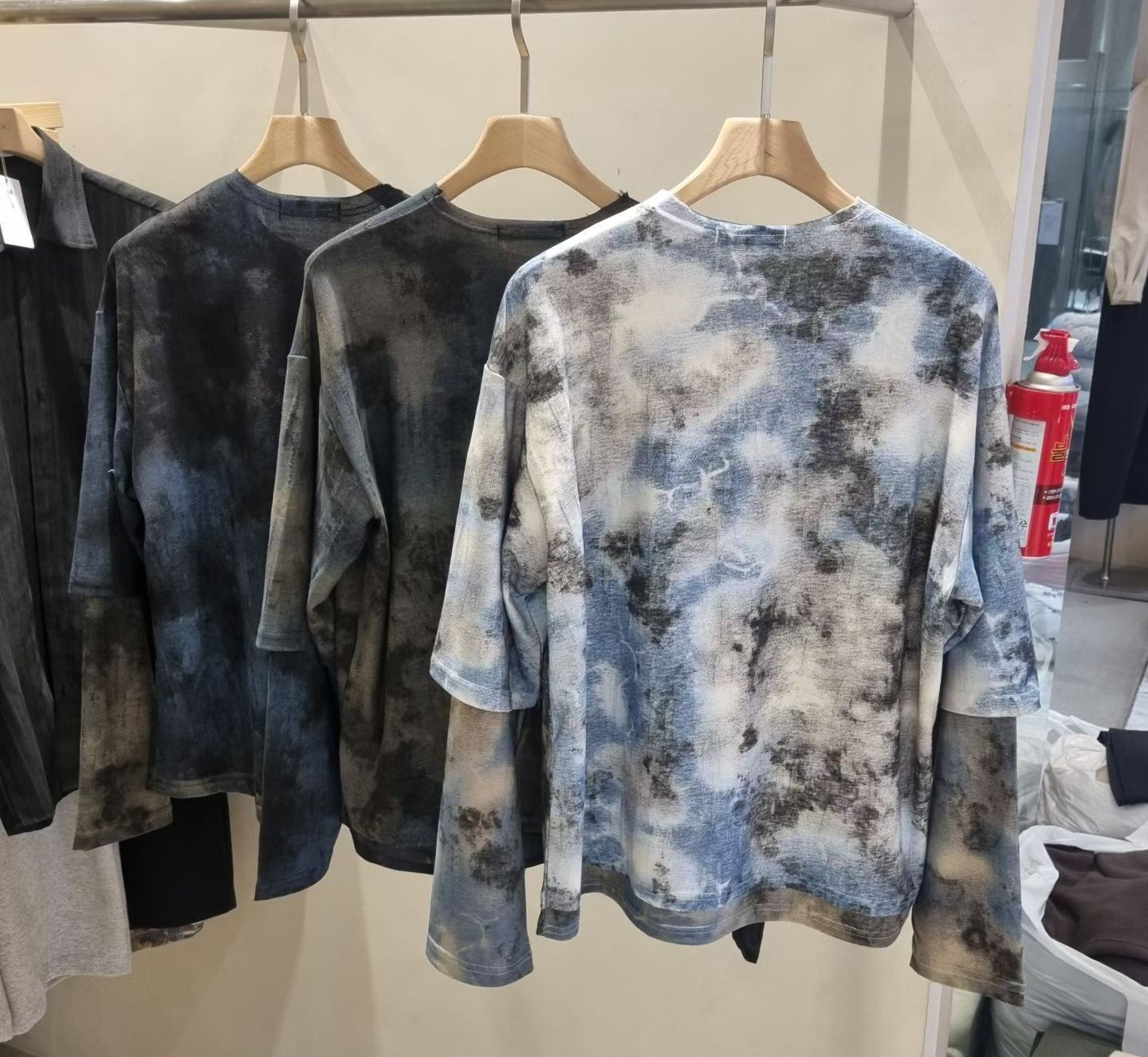 紮染假兩件長袖衫 ENOC-062T