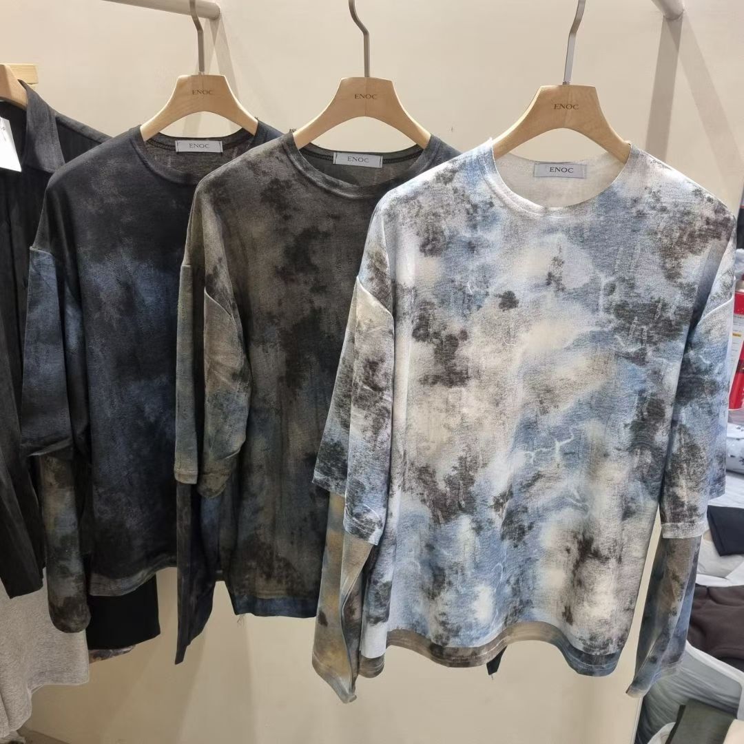 紮染假兩件長袖衫 ENOC-062T