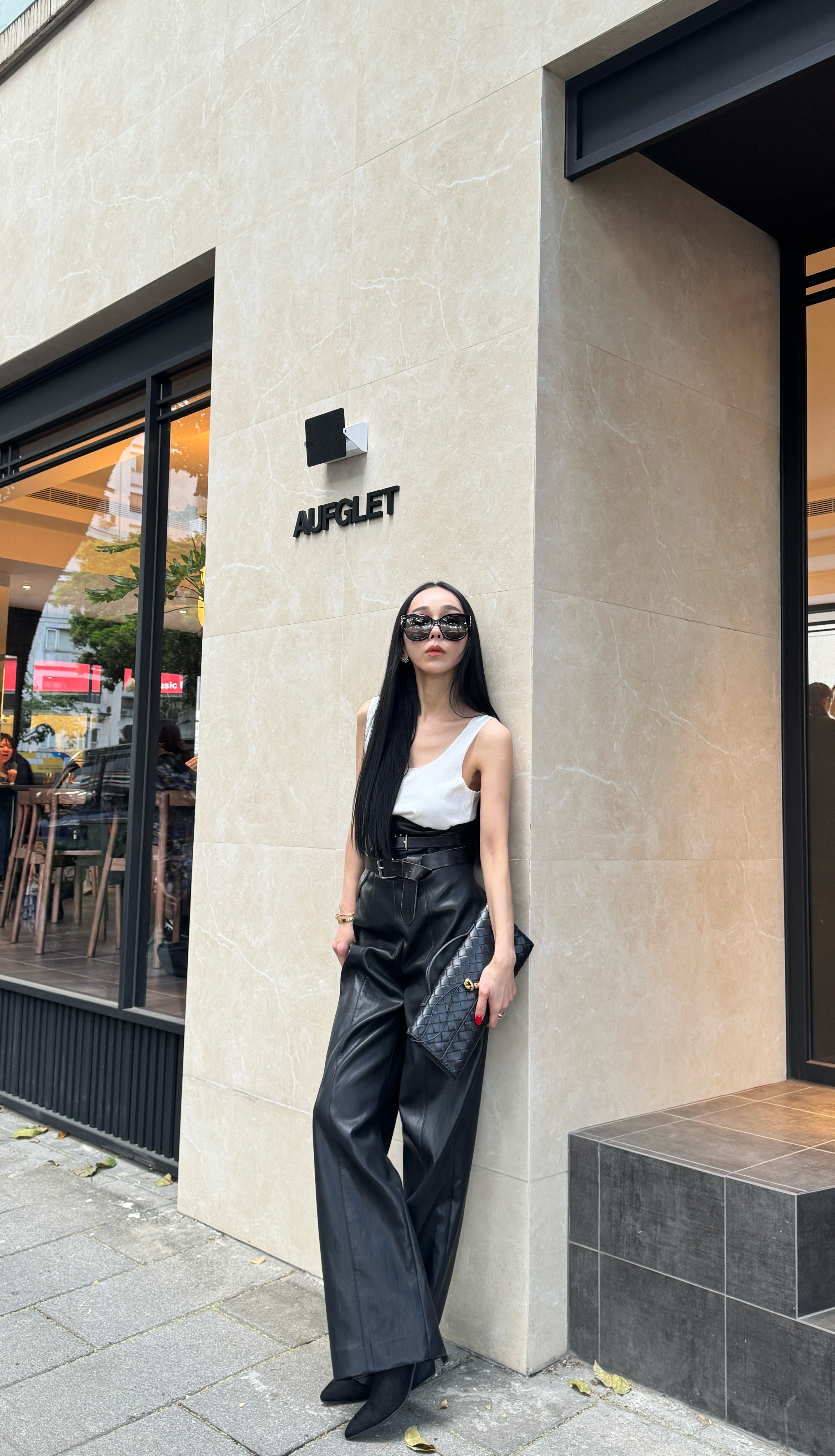 收腰皮褲(現貨)