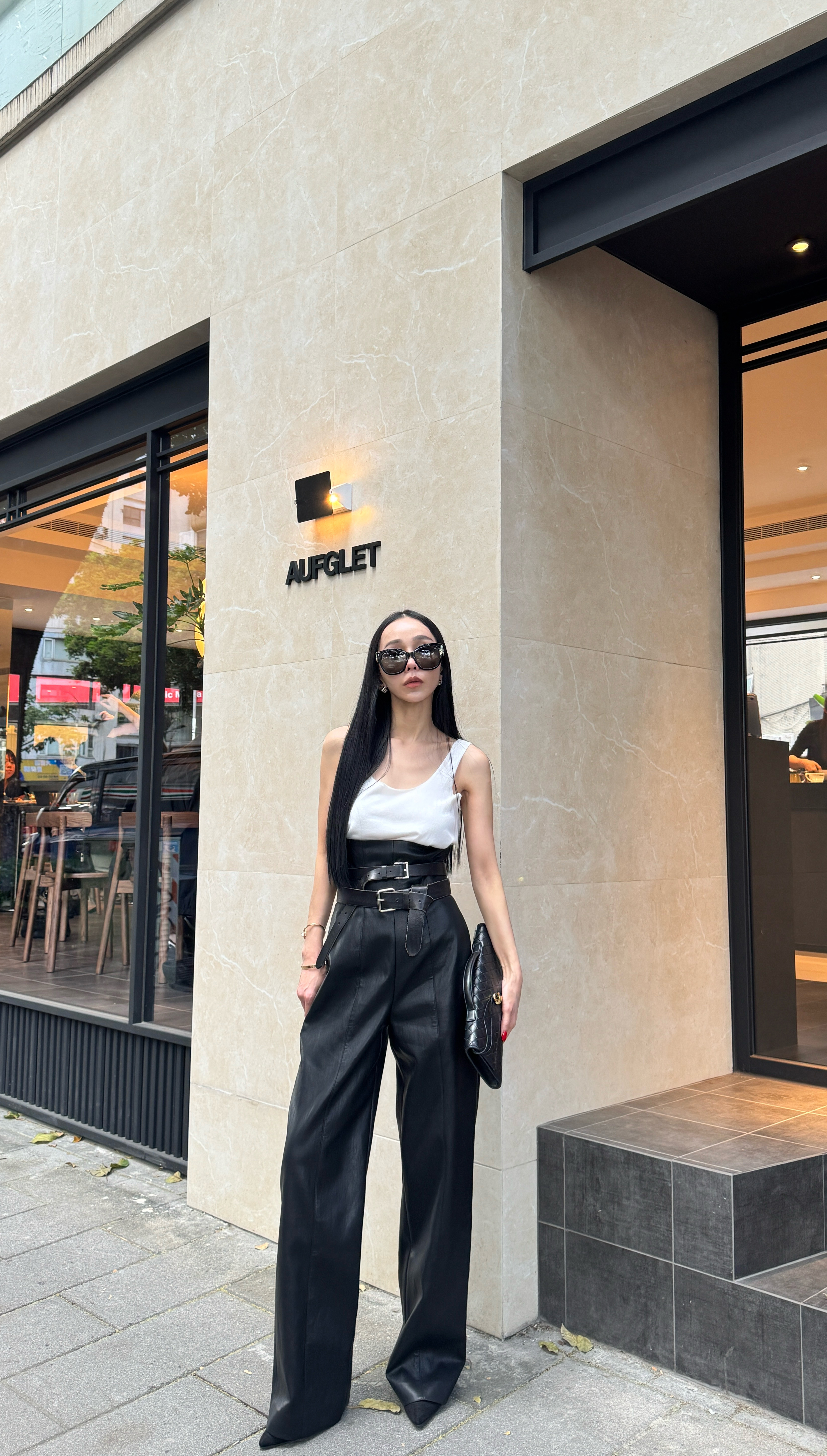 收腰皮褲(現貨)