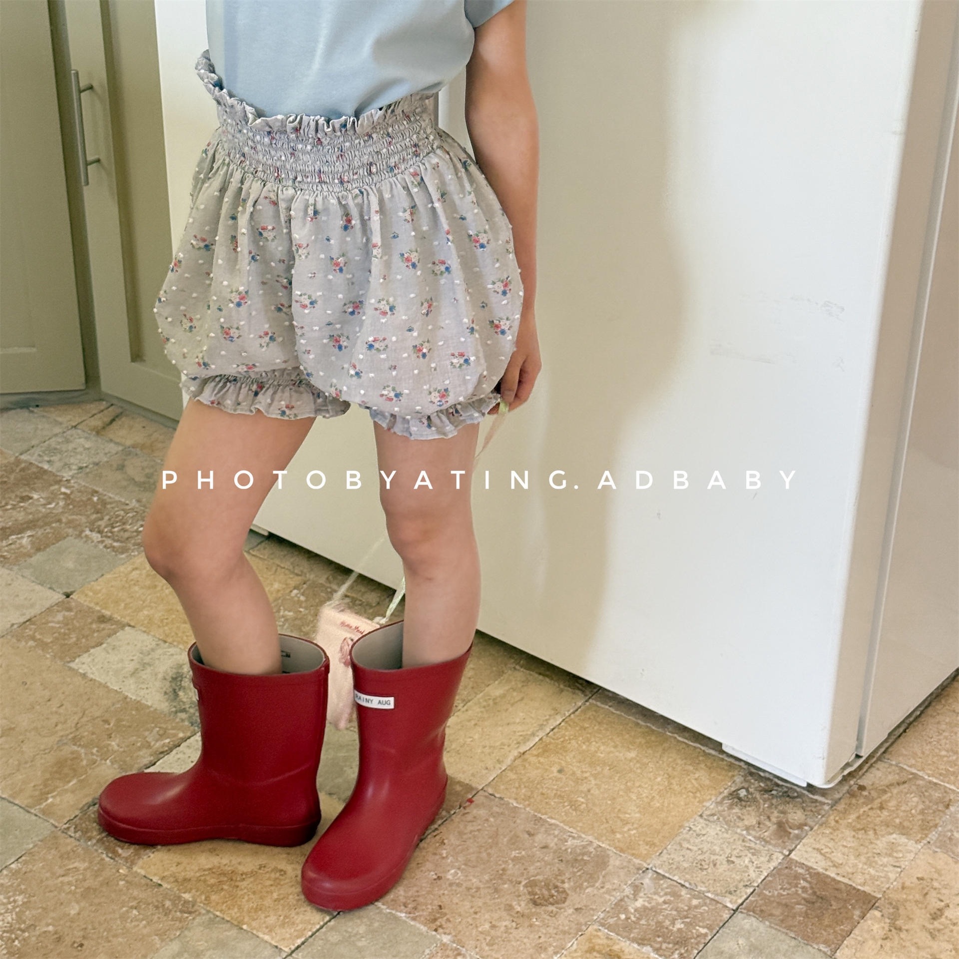 兩色碎花花苞褲